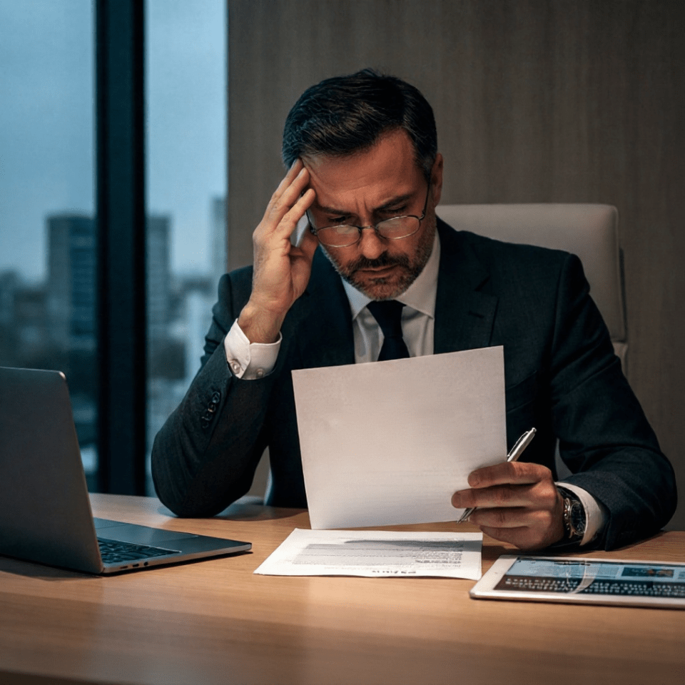 Directivo revisando notificación sanción RGPD AEPD multa protección datos