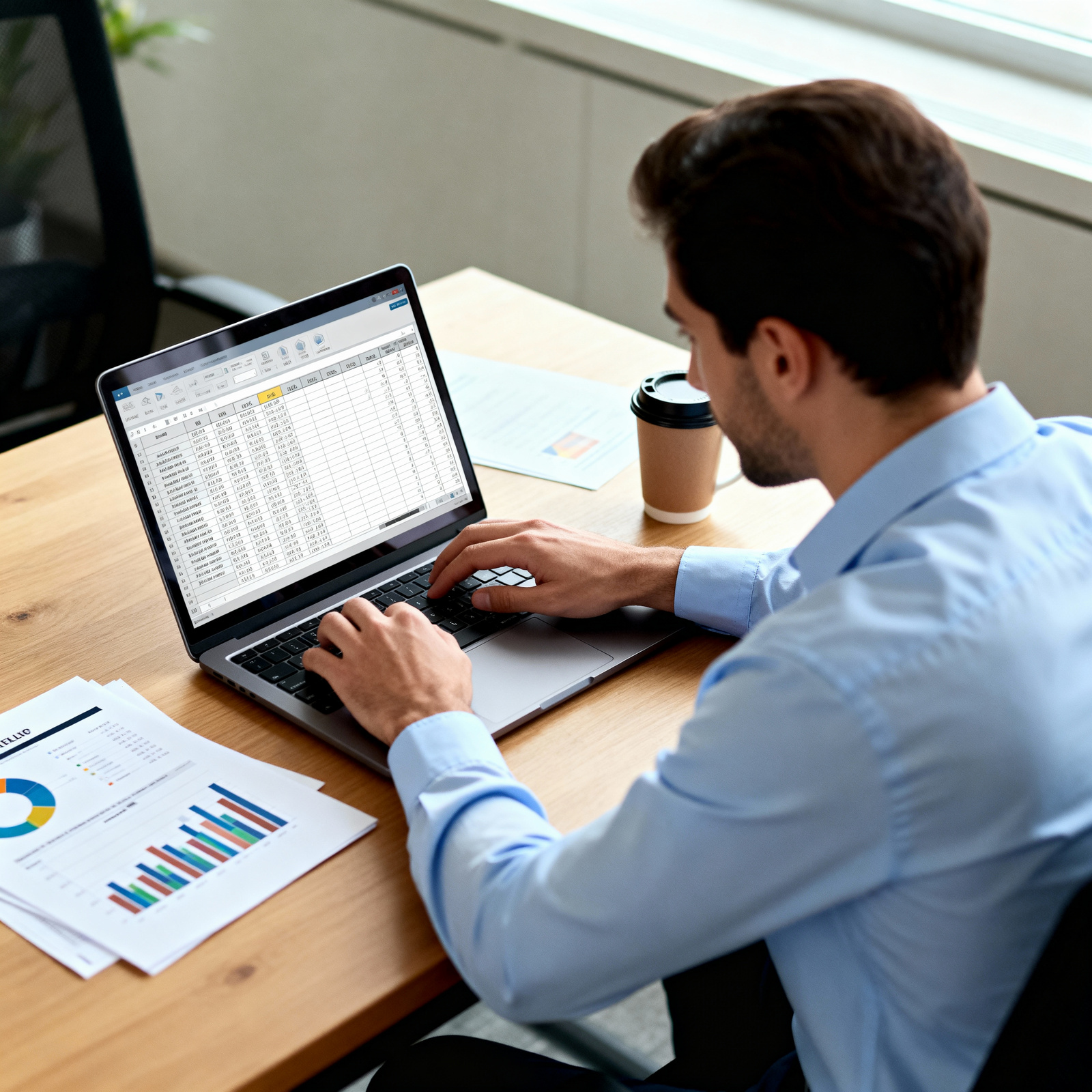 Foto empleado trabajando datos